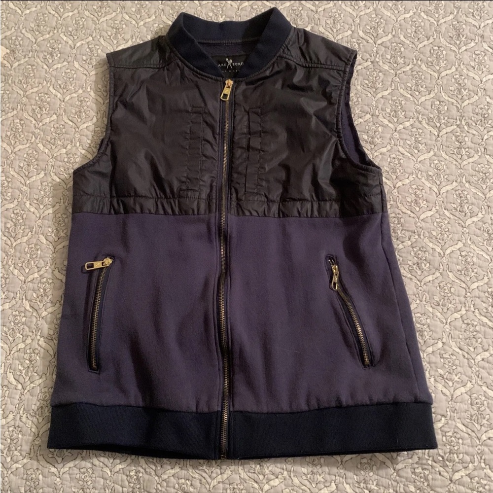 Mens Marc Ecko Cut & Sew Full Zip Fleece Vest Jacket Zip Pockets Size M EUC